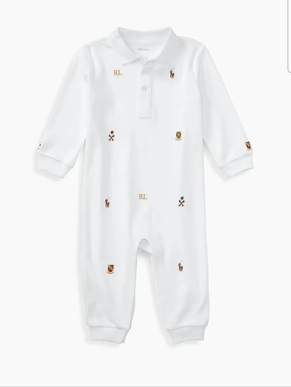 Ralph Lauren Baby Boys Cotton Coverall Sleeper Onesie Size 9 Months